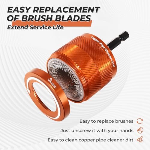 1/2" & 3/4" & 1" Metal Copper Pipe Cleaner,with 9PCS Replacement Brushes - Image 3