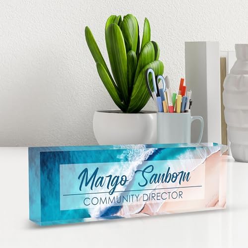 Custom Name Plate Personalized Office Decor for Women & Men, Employee Appreciation Gifts for Boss, Manager, Teacher, Nurse (Beach Walk) - Image 6