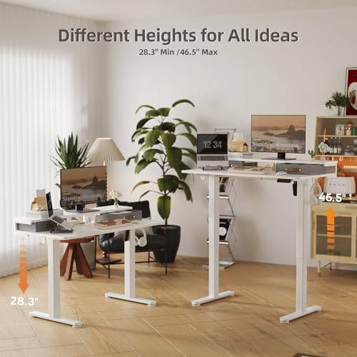 Seang Electric Standing Desk with 2 Drawers, 55 Inch, White - Image 6