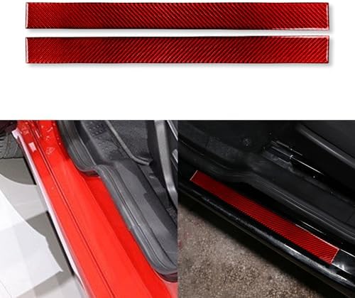Real Soft Red Carbon Fiber Car Door Pedal Panel Entry Guard Protector Sticker Auto Interior Decoration Accessories Compatible with Benz Smart 2016 2017 2018 2019 2020 2021(Near Door) by PJFUS
