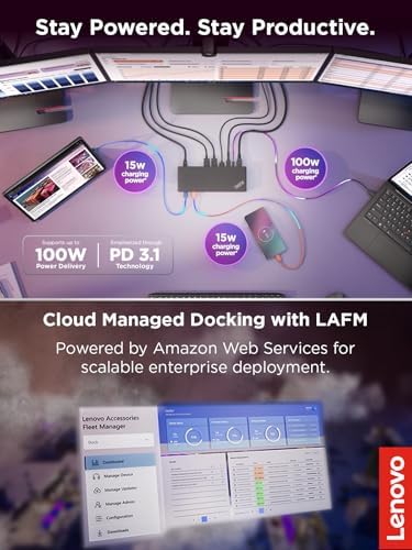Lenovo ThinkPad Thunderbolt 4 Smart Dock Gen 2 7500, Multiple Display Support, Integrated 1M Thunderbolt 4 Cable, Remote Hardware Management, 40Gbps Data Speed, 100W Power Delivery, Black - Image 3