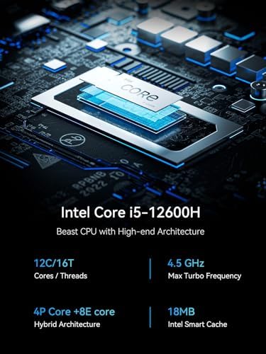 MINISFORUM NAB6 Lite Mini PC Core i5-12600H(12C/16T, up to 4.5 GHz) Mini Computer 32GB RAM + 500GB SSD, 2xHDMI + 2xUSB-C 4K@60Hz Outputs, 2x2.5G LAN, 4xUSB3.2, Intel Iris Xe Graphics Desktop Computer - Image 3