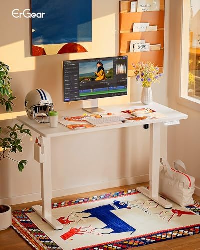 ErGear Height Adjustable Electric Standing Desk, 32 x 19 Inches Sit Stand up Desk with Memory Presets, Computer Home Office Desk, White - Image 2