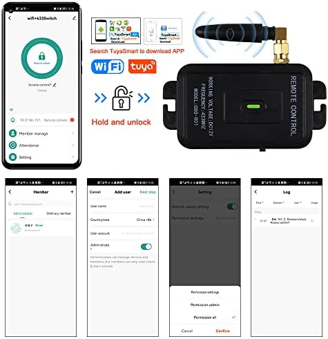 Premium Smart APP Unlocking Access Control System Kit, Simplified Wiring Door Lock Set, with Remote Controllers / 617lbs Magnetic Lock/DC 12V Power Adapter, Lock Delay Time Adjustable - Image 4