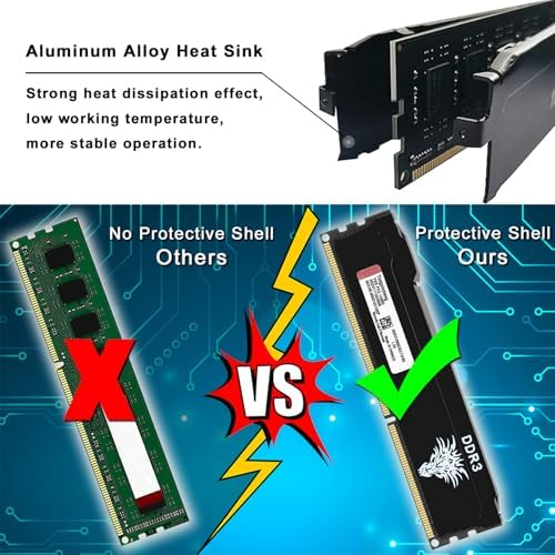 Yongxinsheng 16GB (8GBx2) DDR3 1866MHz (PC3 14900) CL13 Desktop Memory 240Pins 1.5V Non-ECC Unbuffered Ddr3 UDIMM RAM - Black - Image 5