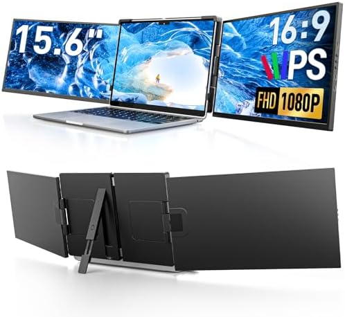 Dopesplay 15.6" Screen Extender for Laptop, FHD 1080P IPS Portable Monitor for Laptops, Triple Dual Laptop Extended Monitor Compatible with Windows, Mac, Android, Chrome 13-17 Inch Laptops by Dopesplay