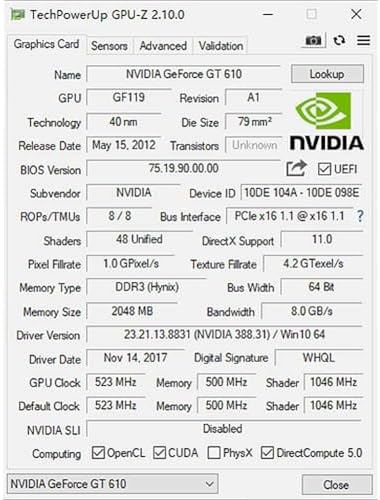 Geforce GT 610 Computer Graphics Card, 2G D3 64-bit, HDMI, VGA, 20W Power - Image 5