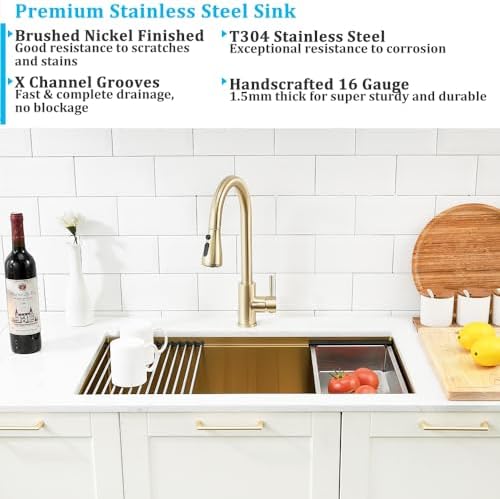 30 Inch Undermount Gold Kitchen Sink - Image 4