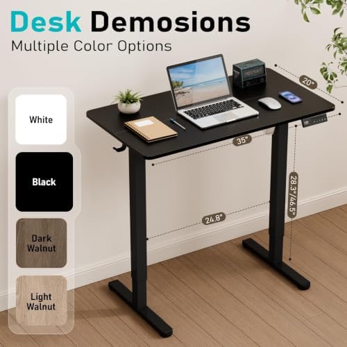 35" Electric Standing Desk, Small Sit Stand up Desk, Black - Image 3