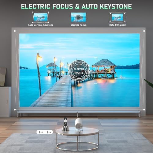 【Bone white Projector & Built-in Apps】XuanPad Mini Projector with Wi-Fi and Bluetooth, Full HD 1080P Smart Portable Projector with 210° Stand, Auto Vertical Keystone, Compatible with HDMI/USB/TV Stick - Image 3