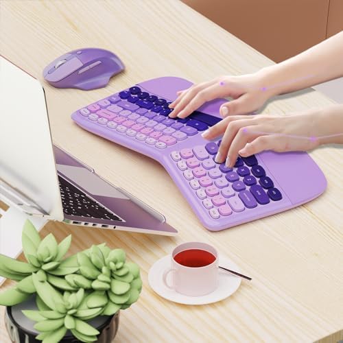 Ergonomic Wireless Keyboard Mouse, Mechanical Gaming Set with Wrist Rest - Image 6
