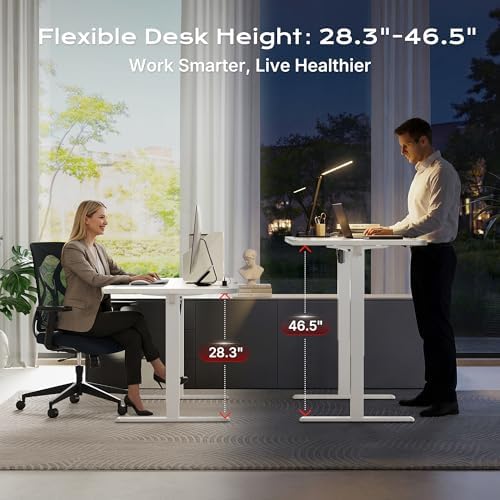Huuger 71 x 30 Large Electric Standing Desk, Height Adjustable Computer Desk, 29.5" Deep Desktop, Stand up Gaming Office Table with 2 Hooks, 3 Preset Heights, for Home Office, White - Image 3