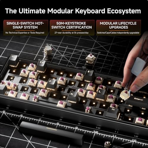 DIERYA DK68E 60% Mechanical Gaming Keyboard, Hot-Swappable, Wired, Black - Image 4