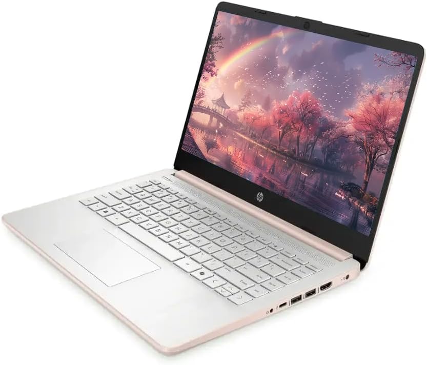 HP 14" Business Laptop Computer with Microsoft Office 365, 4-Core Intel Processor, Windows 11, 128GB Storage, 4GB RAM, SageNova Earphones, Pale Rose Gold - Image 3