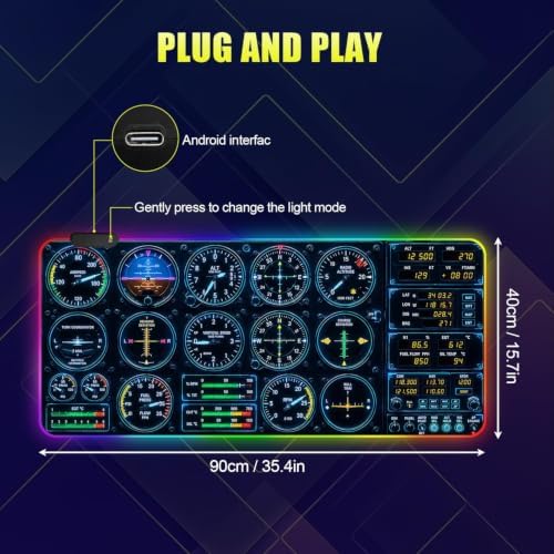 Car Dashboard RGB Gaming Mouse Pad Large Extended Desk Mat 35.4 x 15.7 inch LED Glowing Mousepad Light Up Keyboard Pad Non-Slip Rubber Base - Image 6