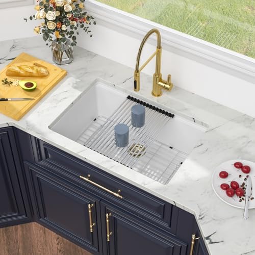 Kichae 28 x 19 Undermount Kitchen Sink White Granite Composite Workstation - Image 3