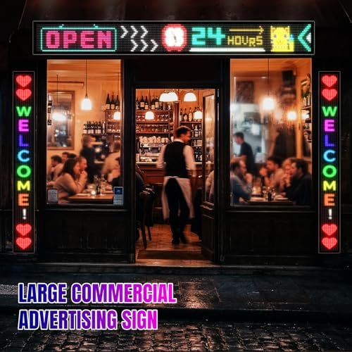 Rayhome Large Programmable LED Sign, 77''x8'' Flexible Indoor Scrolling LED Store Signs with Remote, Bluetooth APP Control Custom Text Pattern Animation Digital Display for Store Bar School Hotels - Image 2