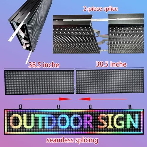 P10 Scrolling Programmable Led Sign For Business Custom Banner Advertising Outdoor Open Digital Led Display Screen Message Board Wifi Control High Brightness Neon Sign 77"X14" - Image 5