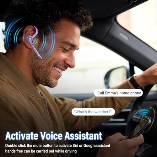 Bluetooth Headset, Single-Ear ENC Mic, Mute Button, 90H Hands-Free Earpiece - Image 3