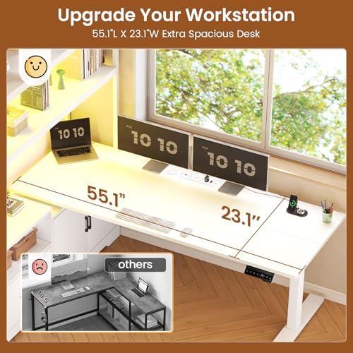 SEDETA 57" L Shaped Standing Desk, Sit Stand Office Desk with Storage Hutch - Image 5