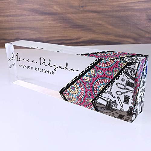 Artblox Personalized Name Plate For Desk | Black & White Marble Design On Clear Acrylic Glass | Custom Plaque Desk Name Plate Personalized Your Name And Credentials Office Office Sign Engraved Plaque by Artblox