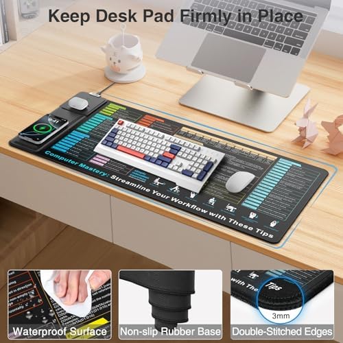 Wireless Charging Mouse Pad with Foldable Phone Holder, 31.5"x15.8" in - Image 6