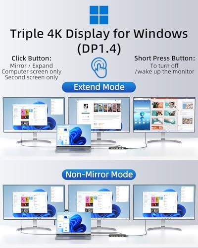 13-in-1 Docking Station Dual Monitor 4K LIONWEI USB C Hub for Laptop Mac - Image 3