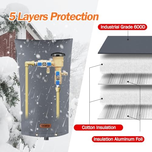TOHONFOO Backflow Preventer Cover, Pipe Freeze Insulation, 14" Wx26 H, Grey - Image 5