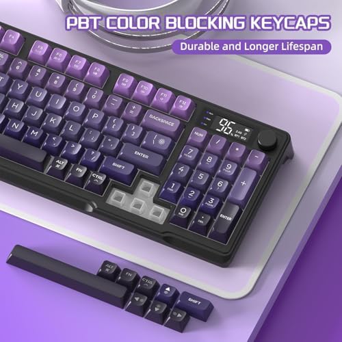 FREEWOLF M96 Wireless Gaming Keyboard Creamy Membrane 94Key ANSI-Purple - Image 7