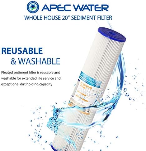 APEC Water Whole House Reusable Pleated Sediment Filter, 20" x 4.5" - Image 3