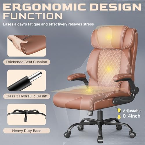 Office Chair, Executive High Back Big and Tall Office Chair,Brown - Image 5