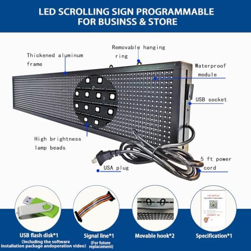 HS Programmable Scrolling Led sign Outdoor Digital Open Neon P10 39''x8'' - Image 6
