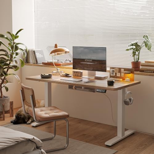 TIQLAB Standing Desk with Cable Management Tray, 47.2'' x 23.6'', Maple - Image 2