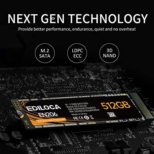 Ediloca EN206 512GB 3D NAND TLC M.2 SSD, M.2 2280 SATA III 6Gb/s SSD Internal Hard Drive, Read/Write Speed up to 550/460 MB/s, Compatible with Ultrabooks, Tablet Computers and Mini PCs - Image 3