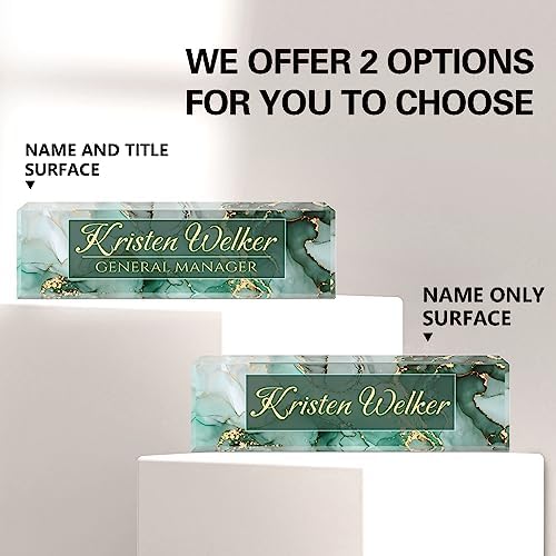 Personalized Office Name Plate for Desk - Custom Employee Appreciation Gifts - Acrylic Desk Name Plate Personalized - Staff Appreciation Gift for Teacher, Coworker, Nurse, Manager (Green Marble) - Image 6