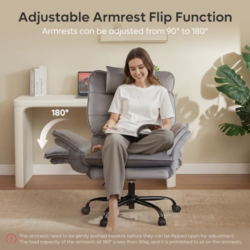 Bestier Criss Cross Chair with Wheels, Wide Desk Chair Velvet Grey - Image 4