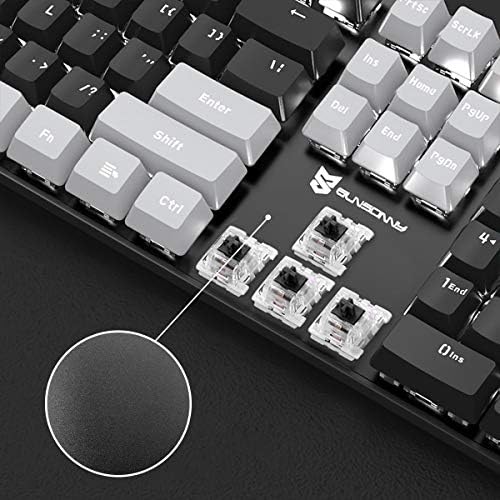 Merdia LED Backlit Full Size Wired Mechanical Gaming Keyboard | Black Switch 104 Keys US Layout Hot Swappable Full Size Mechanical Keyboard | White LED Backlit PC Gaming Keyboards (Black & Grey Color) - Image 2