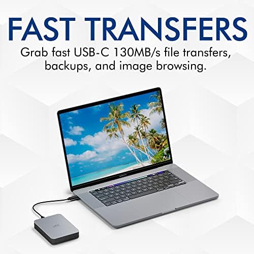 LaCie Mobile Drive, 5TB, External Hard Drive Portable - Moon Silver, USB-C 3.2, for PC and Mac, Post-Consumer Recycled, with Adobe All Apps Plan (STLP5000400) - Image 5