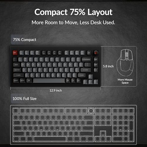 Keychron V1 8K Custom Mechanical Keyboard, 75% Wired Layout, Ultra-Low Latency 8000Hz, QMK Programmable, Hot-Swappable Brown Switches, RGB, for Gamers and Typists, Compatible with Mac/Windows/Linux - Image 4
