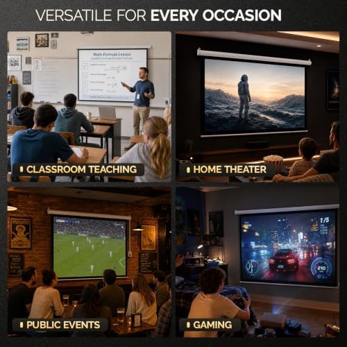 Motorized Projector Screen with Remote Control, No Wrinkles, Without Dents, HD Screen, for Home Theater Office Classroom TV Usage (84in 16:9) - Image 7