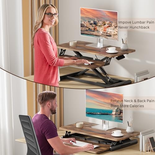 JOY worker Standing Desk Converter, 32" Height Adjustable Sit Stand Riser - Image 5
