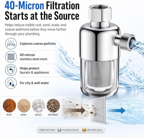 40‑Micron Stainless‑Steel Whole House Water Filter, Spin Down Sediment - Image 2