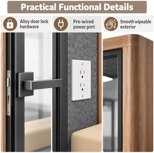 Soundproof Office Pod with 4 Person Glass Design (Wood) - Image 3