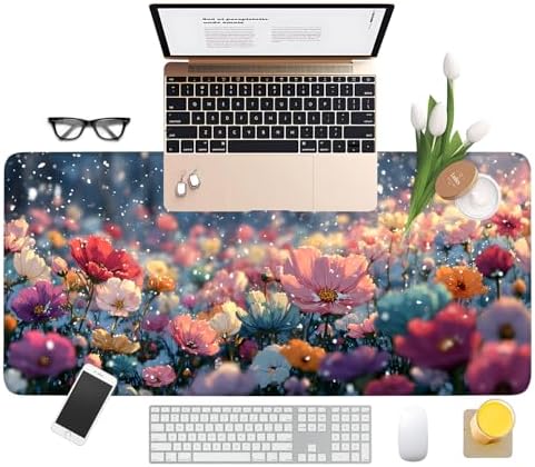 Spring Flowers Gaming Mouse Pad 35.4"x15.7" Large Extended Pad Desk Mat Anti-Slip Rubber Base & Durable Stitched Edges for Gamers Smooth Mouse Pad Writing Surface for Desk Office/Home - Image 3