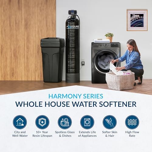 Aquasure Harmony Series 50,000 Grains Whole House Water Softener with Automatic Digital Metered Control Head | Fine Mesh Resin for Iron Removal, Reduces Hardness & Improves Water | for 3-4 bathrooms - Image 2