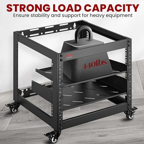 Pyle 10U Network Cabinet, Enclosed Network Rack with Lockable Door | Vented 1U and 2U Rack Shelves with 440 lb Capacity | Steel Construction, 19 in Standard Design | Hardware Included | Black - Image 4