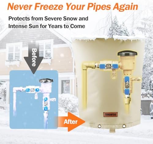 TOHONFOO Backflow Preventer Cover, Pipe Freeze Insulation, 10"Wx14"H, Beige - Image 3