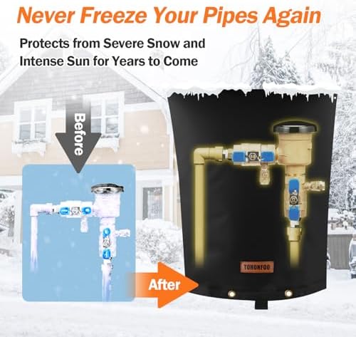 TOHONFOO Backflow Preventer Cover, Pipe Freeze Insulation, 16"Wx20"H, Black - Image 3