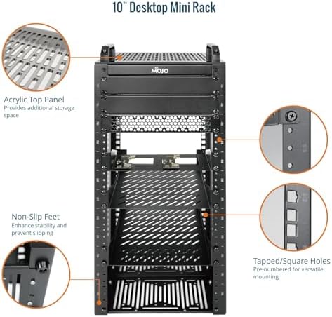 Tecmojo 12U Network Rack, 10 inch Mini Server Rack with 2 Side Translucent Panels & 2 Top Handles, 10.23 inch Deep, for 10 inch IT Equipment & A/V Devices, Black - Image 3