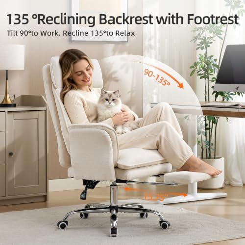 TonghuaS Big and Tall Cross Legged Office Chair, Flip Armrests ＆ Foot Rest - Image 5